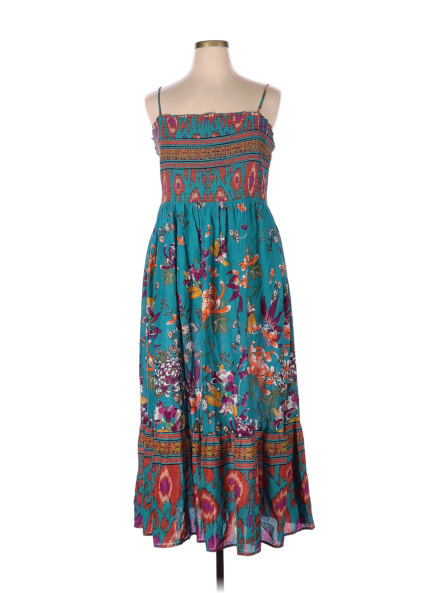 Anthropologie 100% Modal Floral Teal Casual Dress Size XL (Petite) - 53 ...