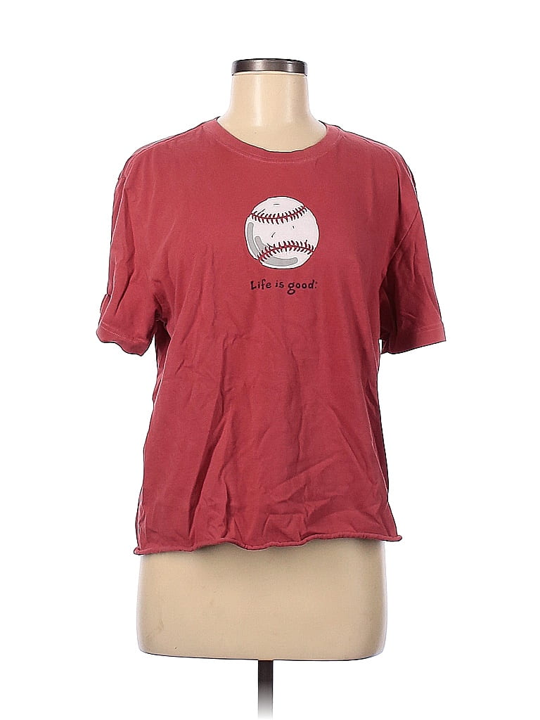 Life Is Good Solid Red Burgundy Short Sleeve T-Shirt Size M - photo 1