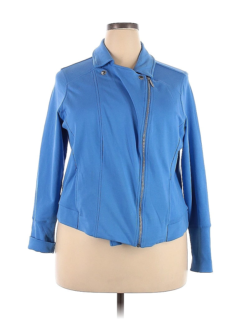 H By Halston Solid Blue Jacket Size 22 (Plus) - 73% off | thredUP