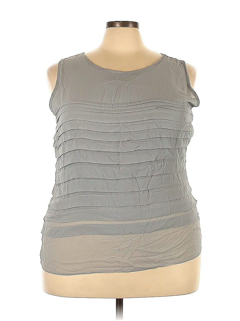 Avenue 100% Polyester Stripes Gray Sleeveless Blouse Size 22 - 24 Plus (Plus) - photo 1