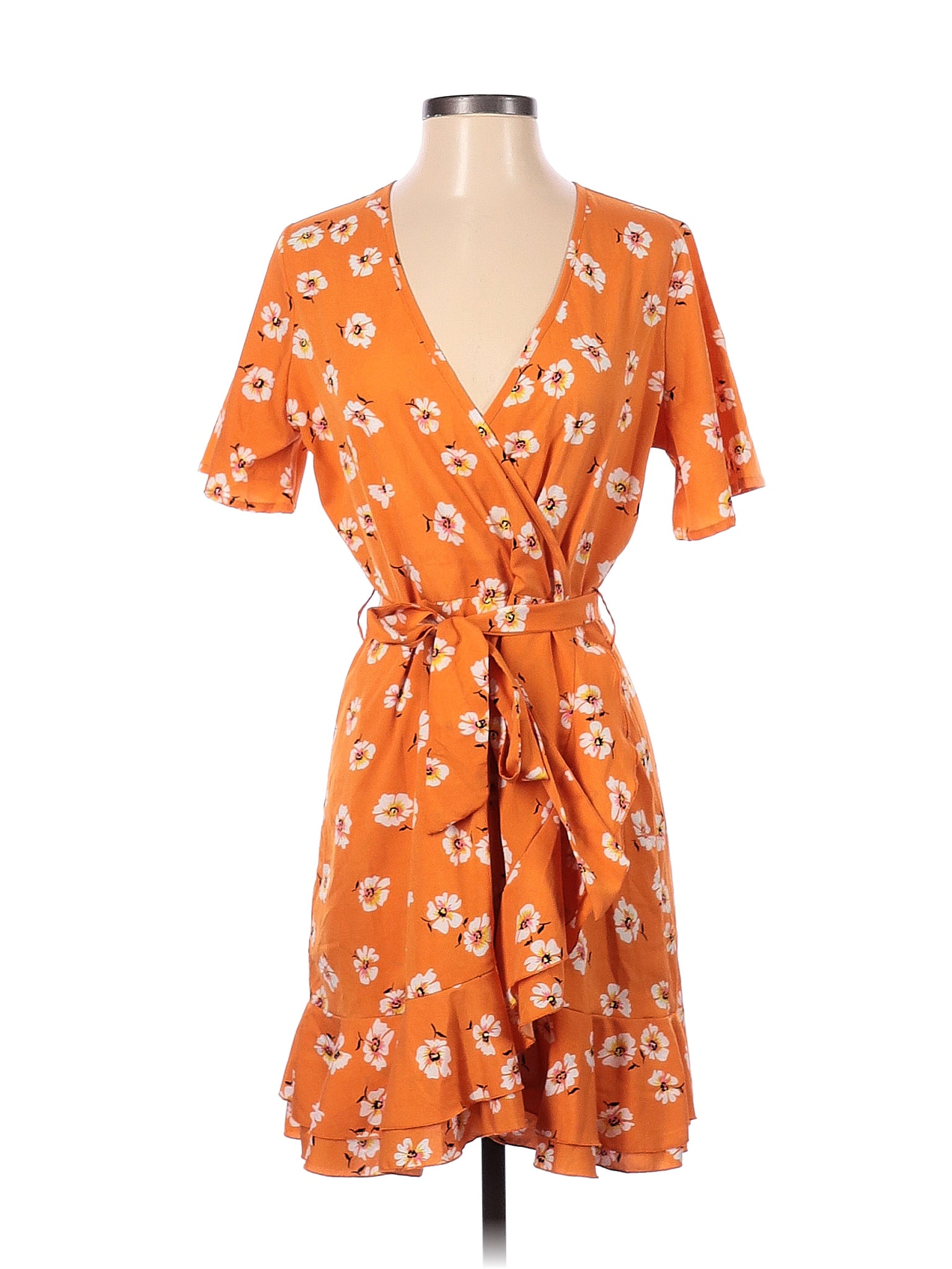 In the Style 100% Polyester Orange Casual Dress Size 4 - 76% off | ThredUp