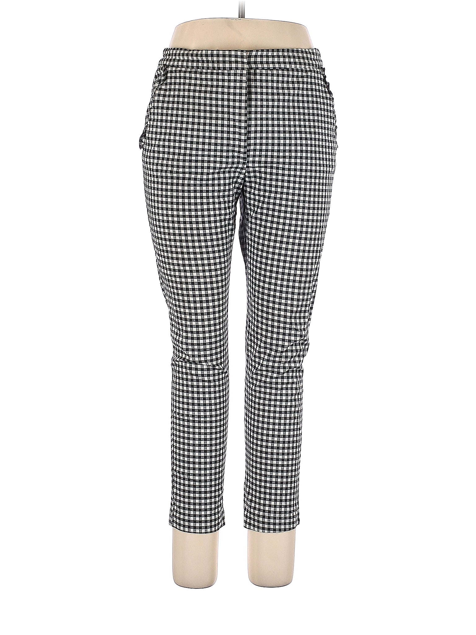 Zara Basic Checkered-gingham Multi Color Black Casual Pants Size XL ...