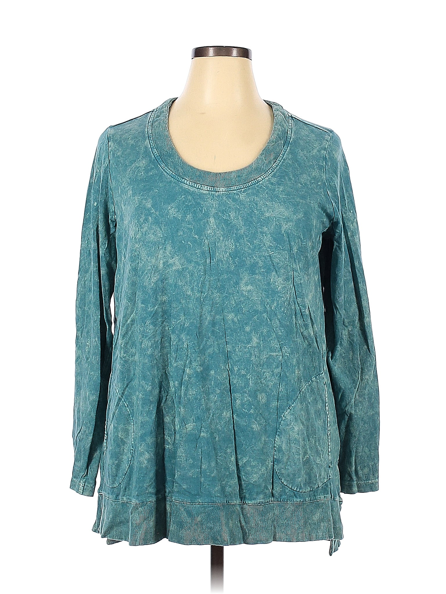 LOGO by Lori Goldstein 100% Cotton Teal Long Sleeve Top Size 1X (Plus ...