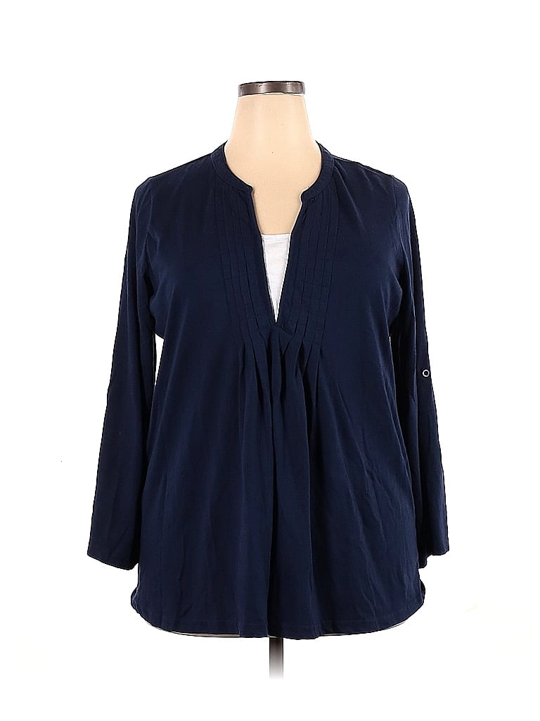 Woman Within Blue Long Sleeve Blouse Size 18 (L) (Plus) - photo 1