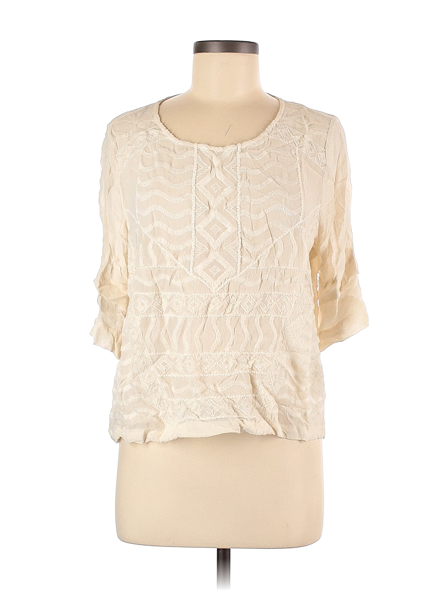 Lucky Brand Ivory 3/4 Sleeve Blouse Size M - 70% off | thredUP