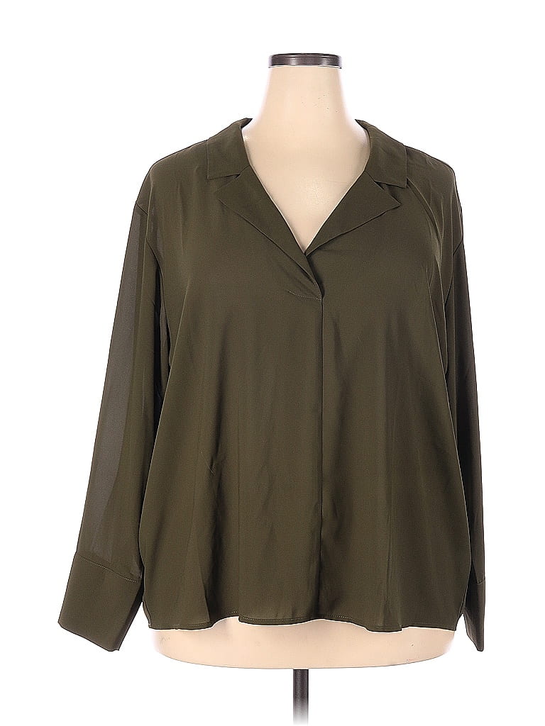 ELOQUII 100% Polyester Green Long Sleeve Blouse Size 20 (Plus) - photo 1