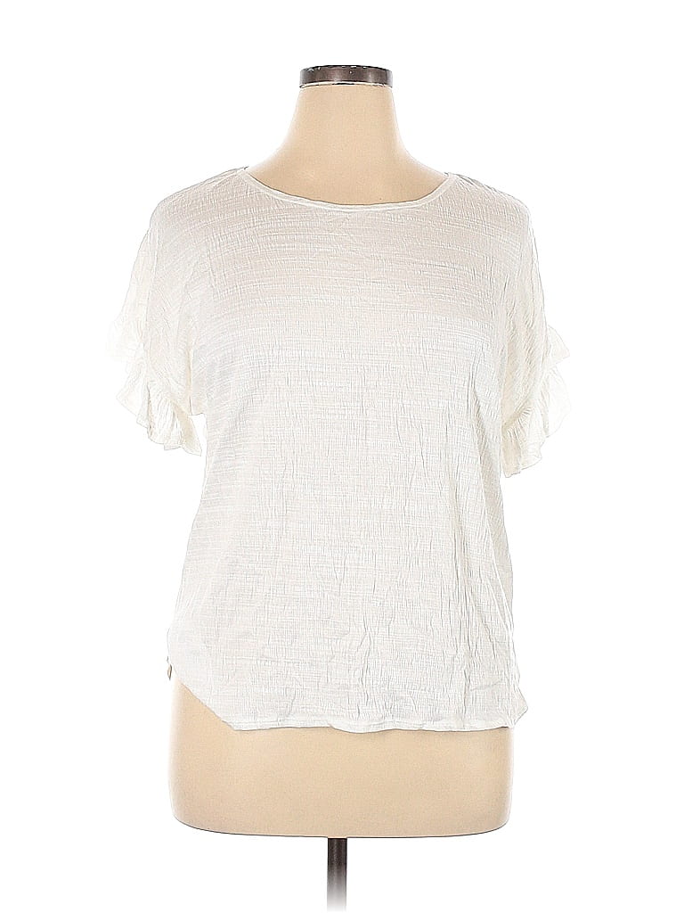 Max Studio Ivory White Short Sleeve T-Shirt Size XL - photo 1