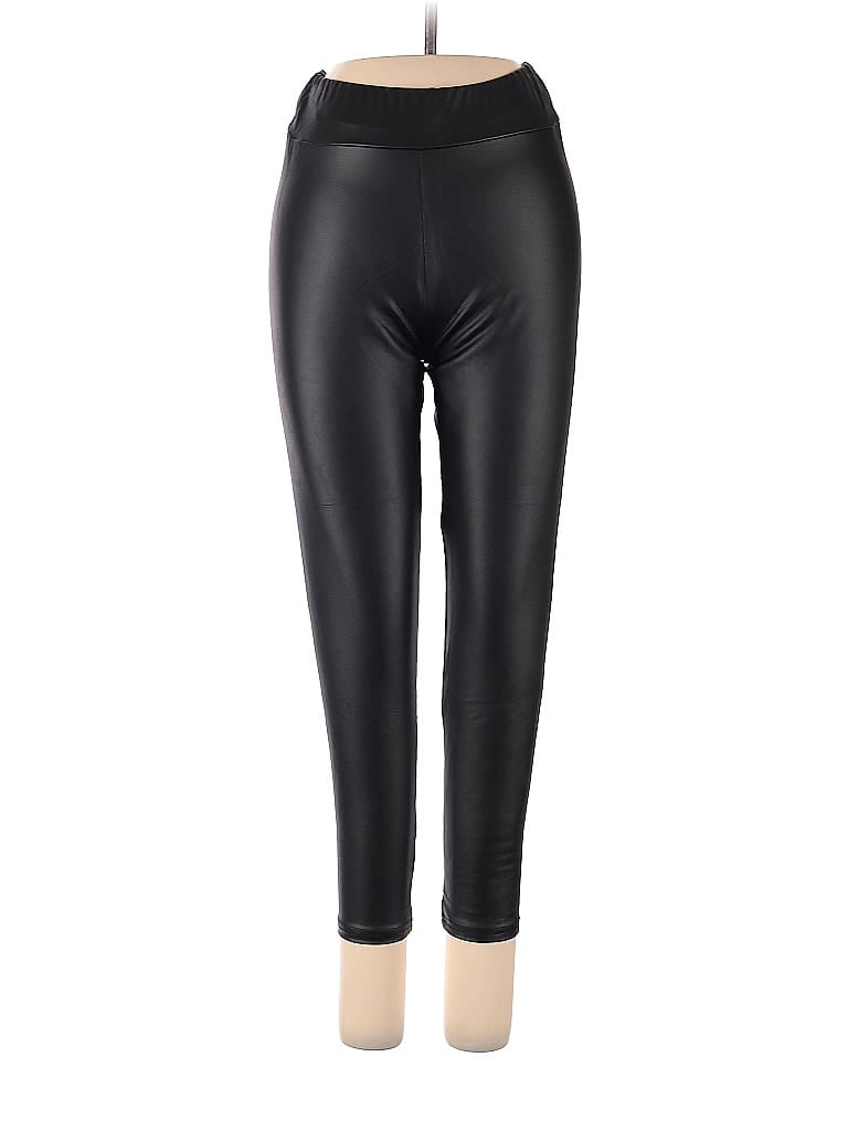 Pre-owned Shein Faux Leather Pants In Black