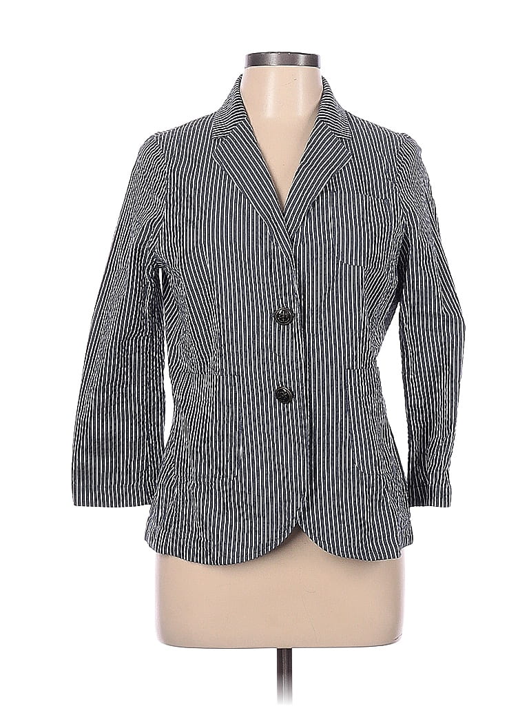 Lands' End 100% Baumwolle Stripes Gray Blazer Size 10 (Petite) - photo 1