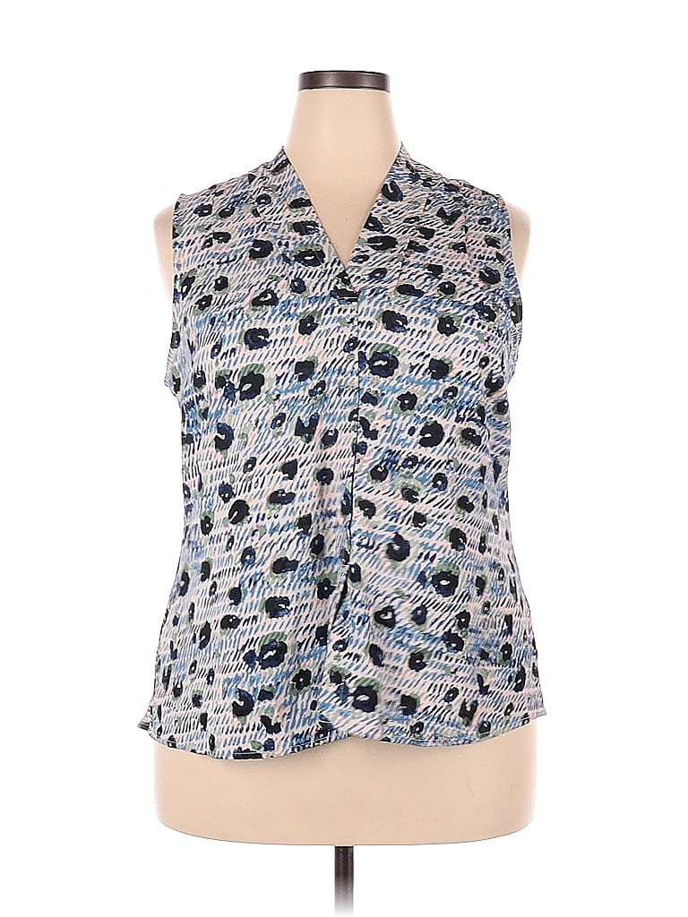 Nic + Zoe 100% Polyester Blue Sleeveless Blouse Size XXL - 75% off ...