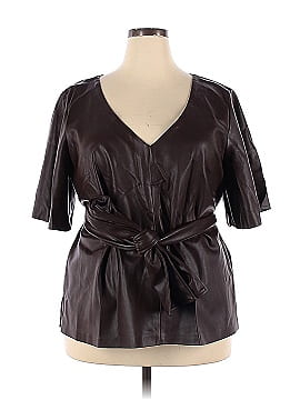 ELOQUII Faux Leather Top (view 1)