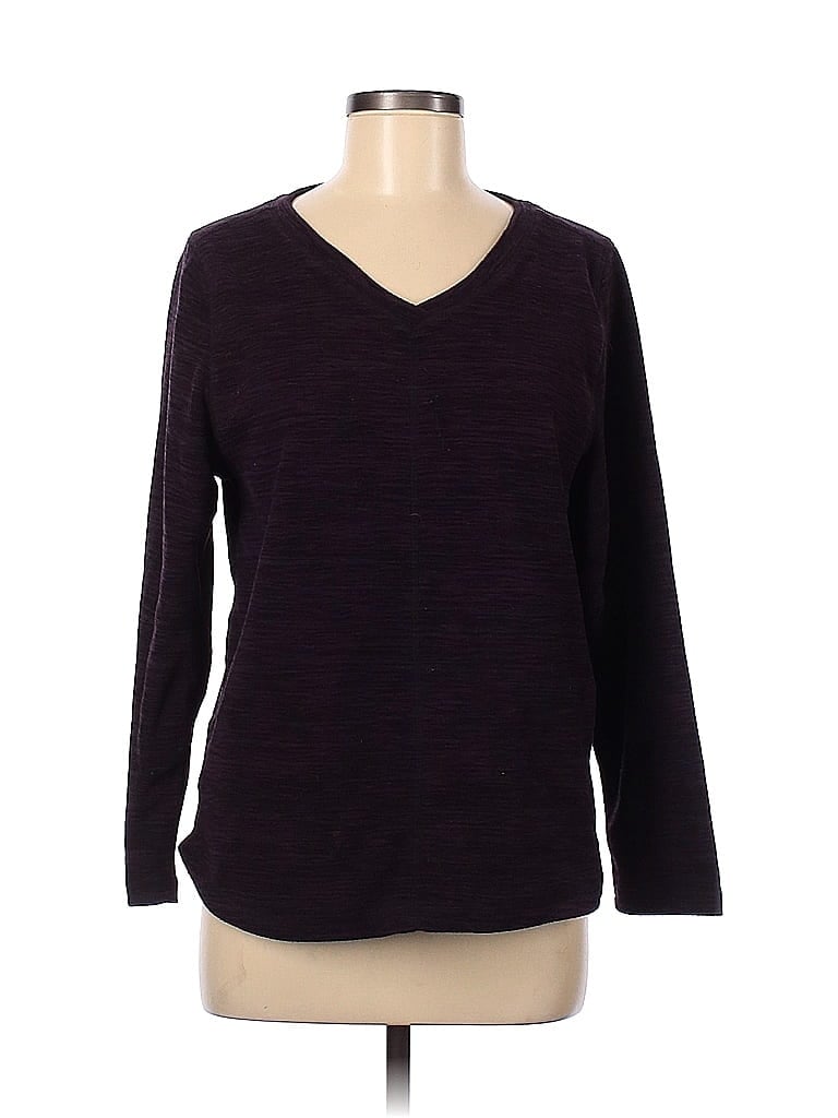 St. John's Bay 100% Polyester Purple Long Sleeve T-Shirt Size M (Petite) - photo 1