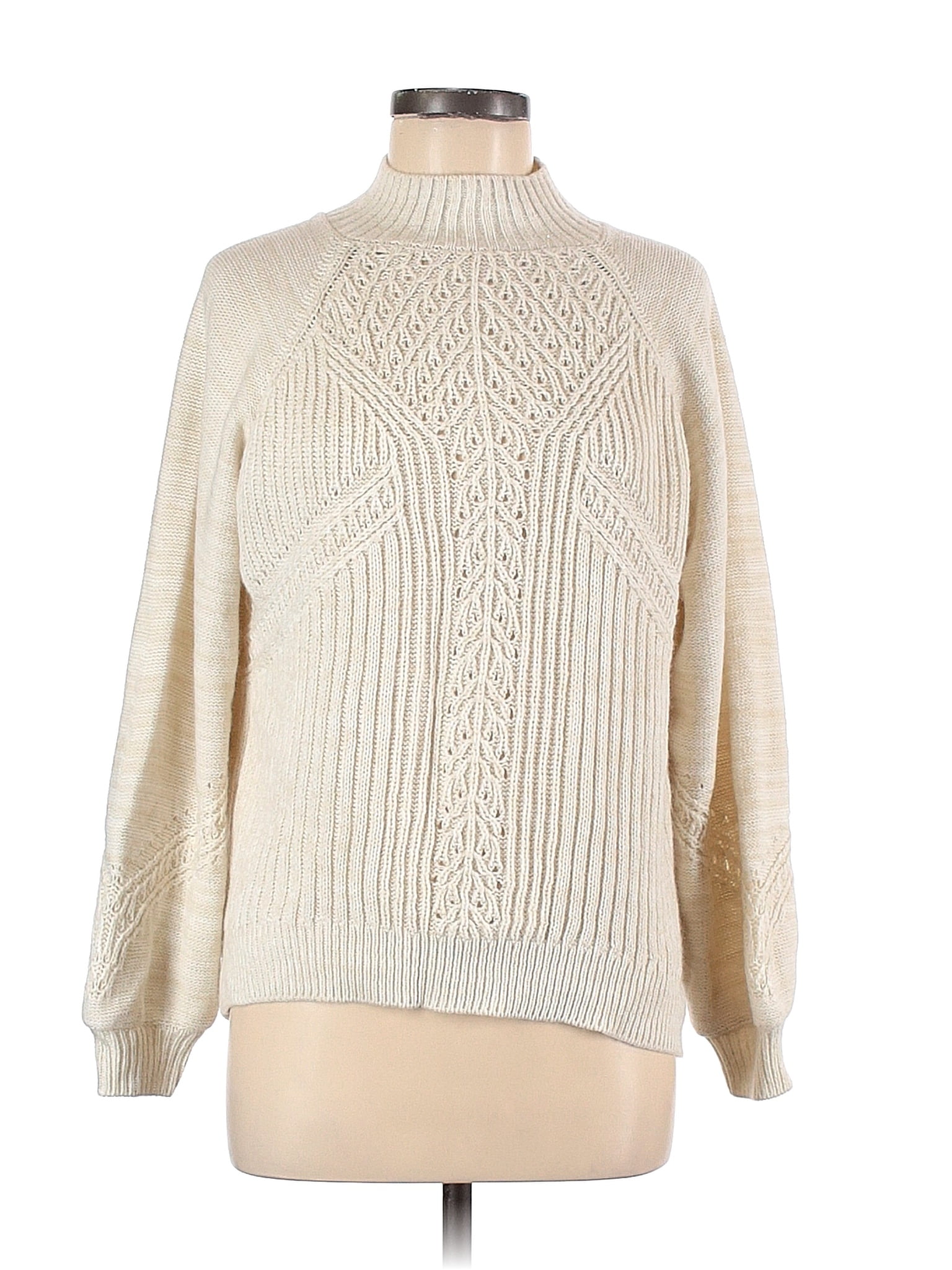 American Rag 100% Acrylic Color Block Solid Ivory Turtleneck Sweater ...