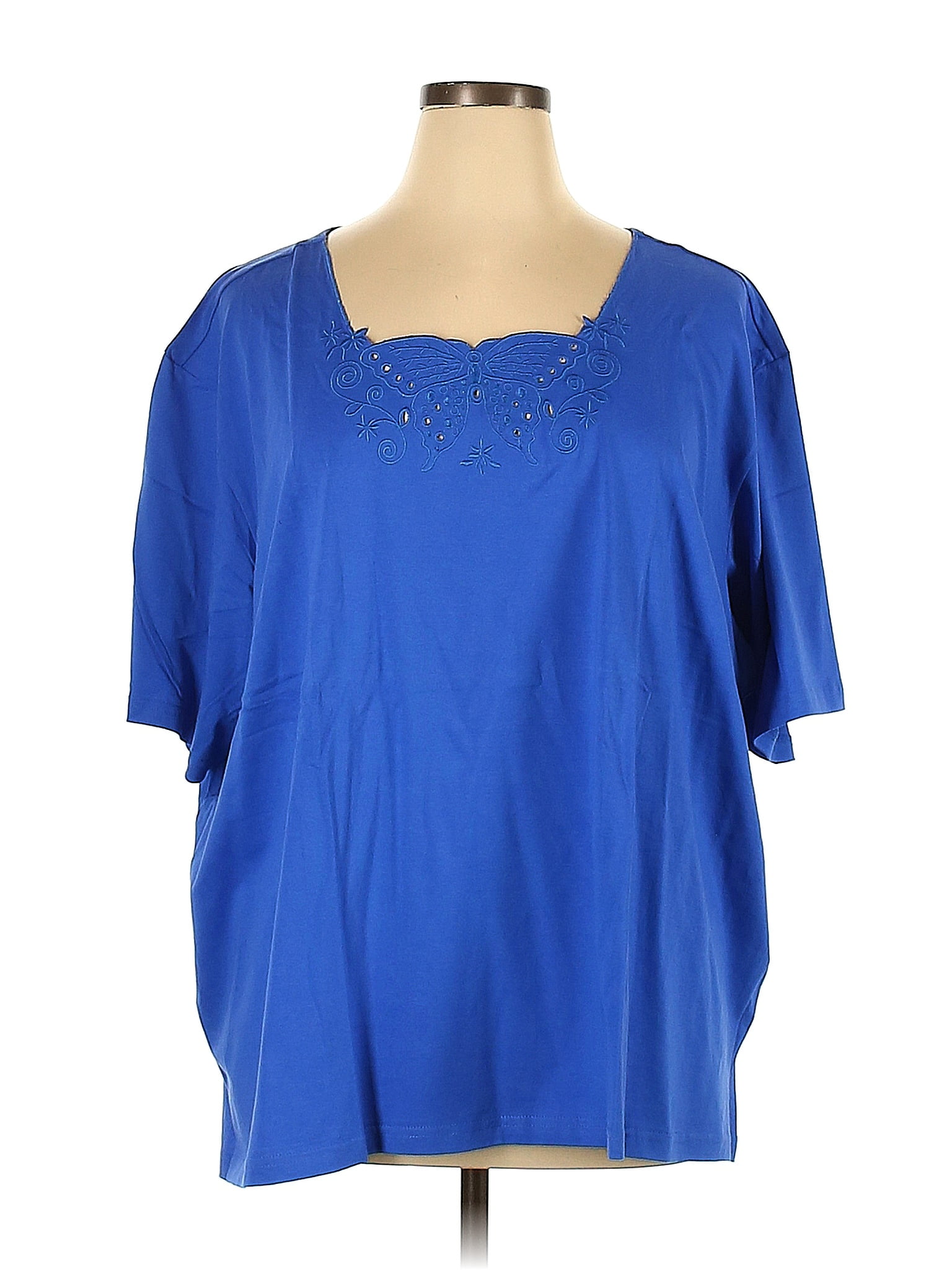 Anthony Richards 100% Cotton Blue Short Sleeve Top Size 5X (Plus) - 46% ...