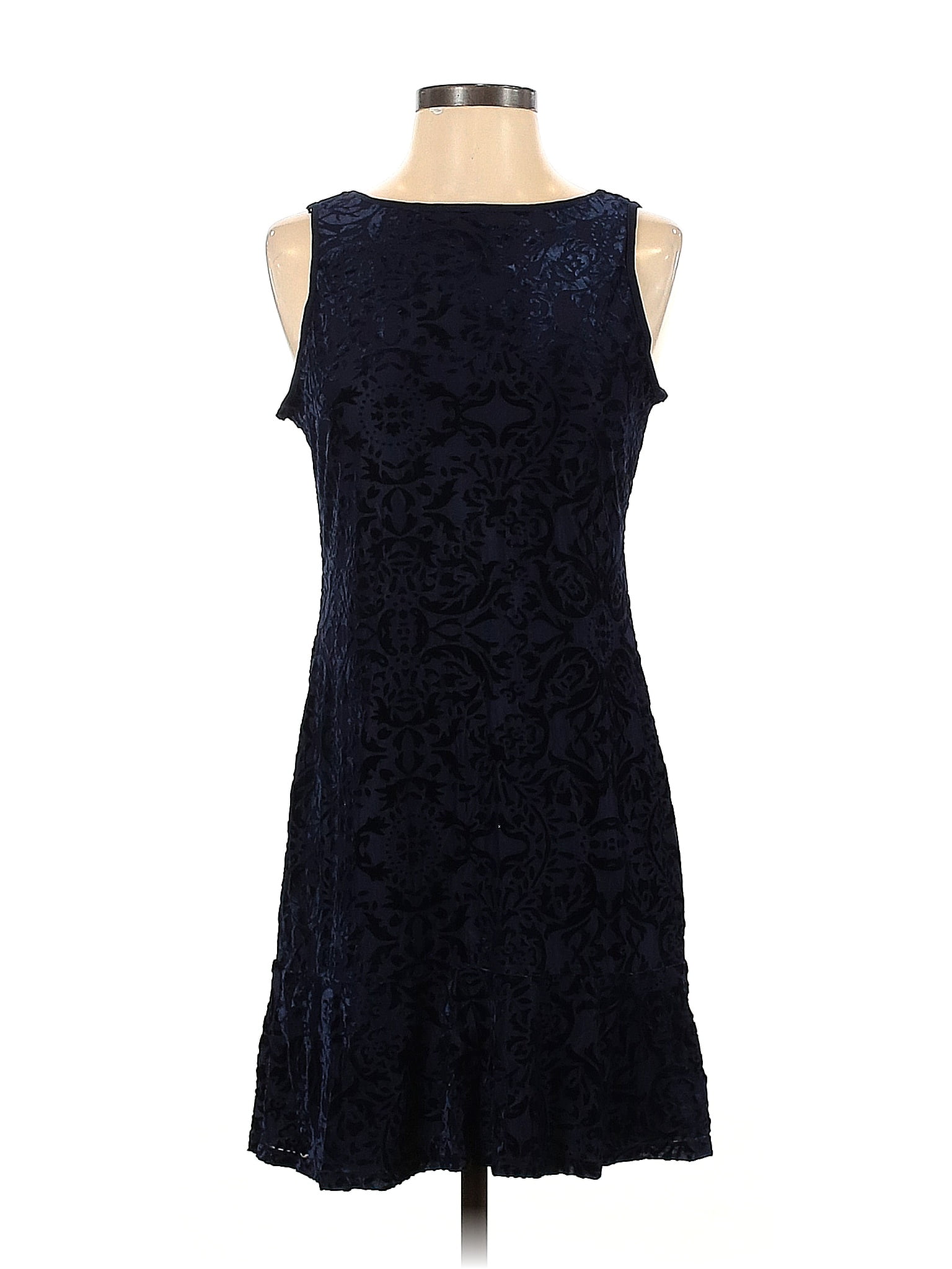 White House Black Market Jacquard Damask Brocade Blue Casual Dress Size ...