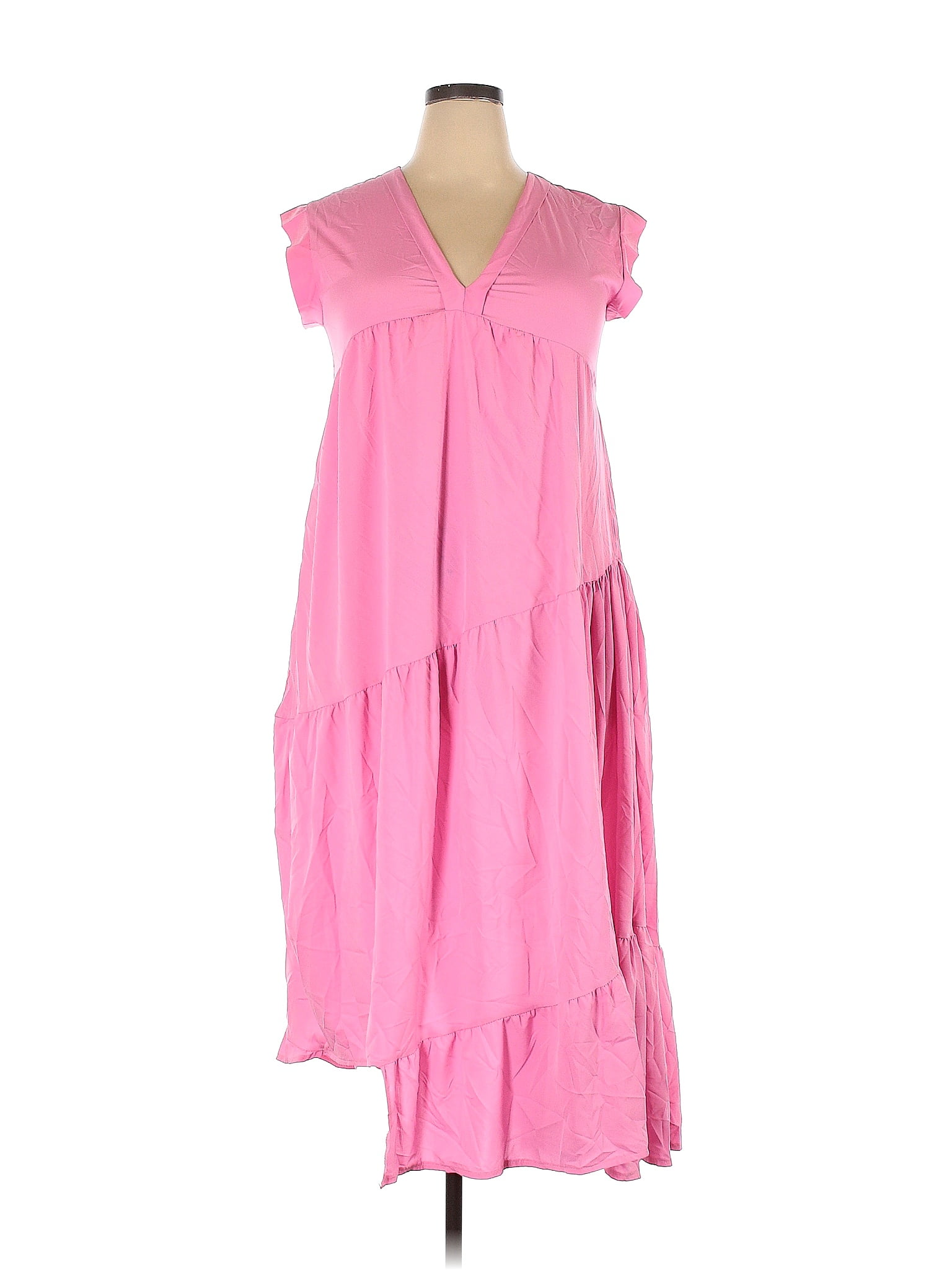 Misslook Solid Pink Casual Dress Size Xxl 66 Off Thredup