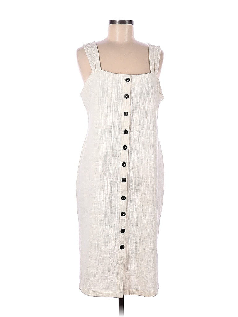 TeXTURE & THREAD Madewell Solid White Casual Dress Size M - photo 1