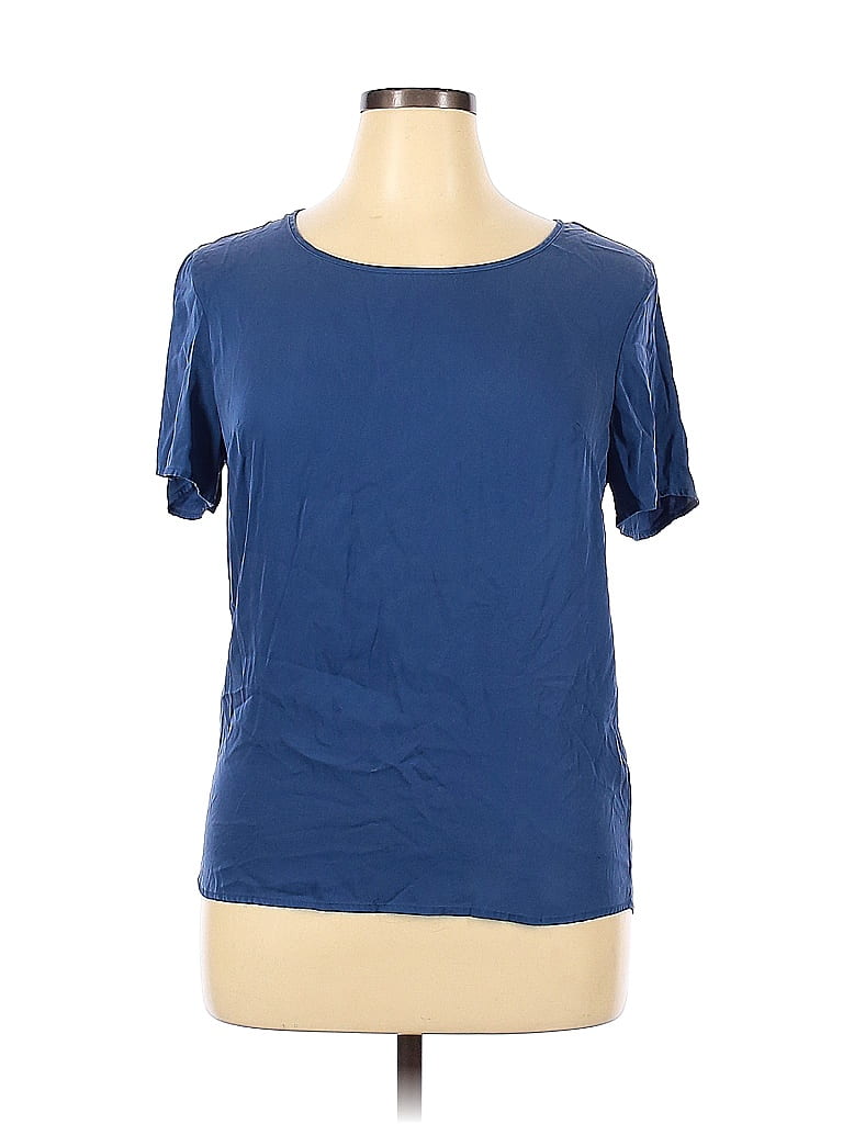 Quince Blue Short Sleeve Silk Top Size XL - photo 1