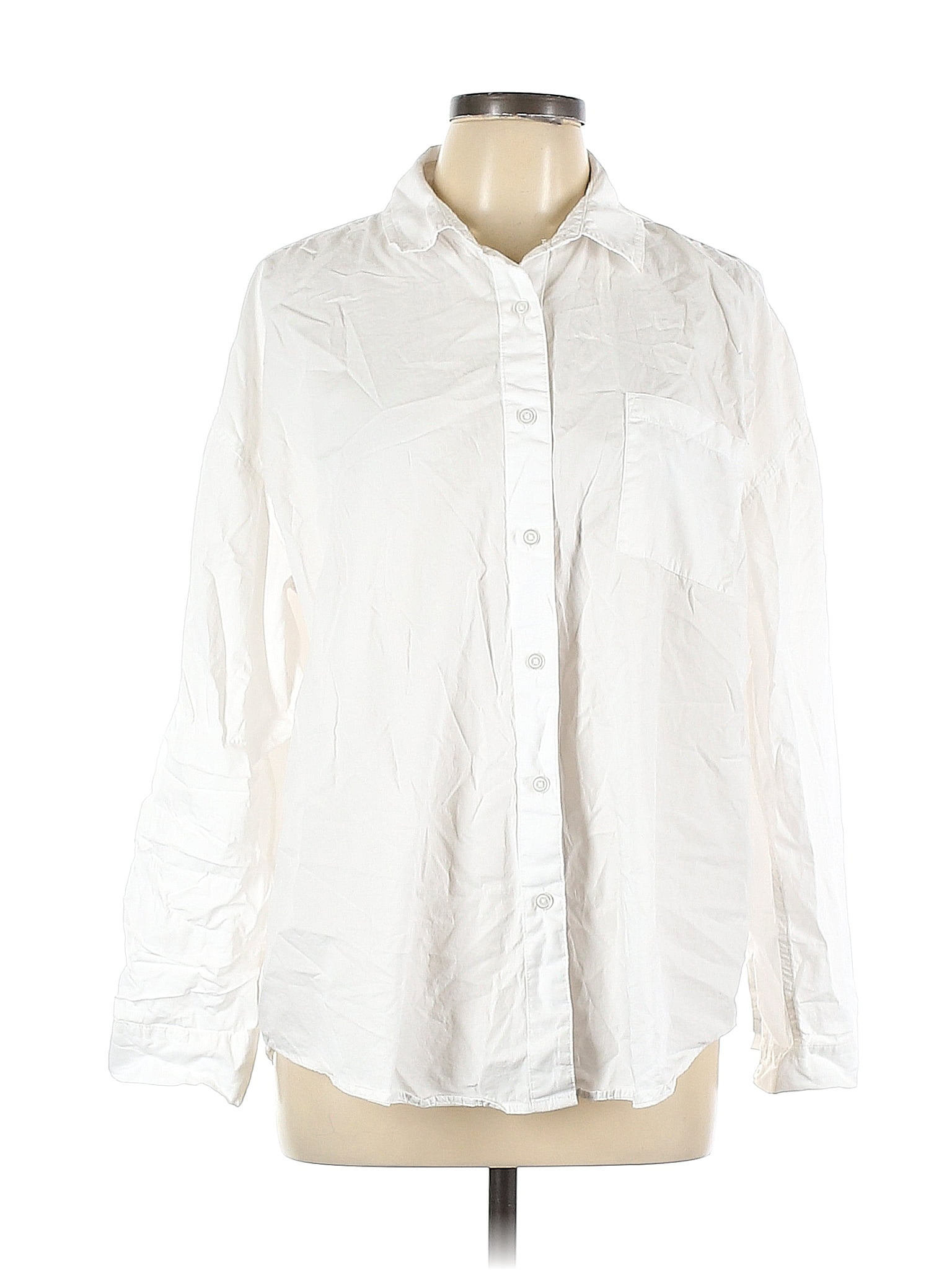A.P.C. Size XL White Light Blue Stripe Cotton Button Down Long Sleeve Shirt