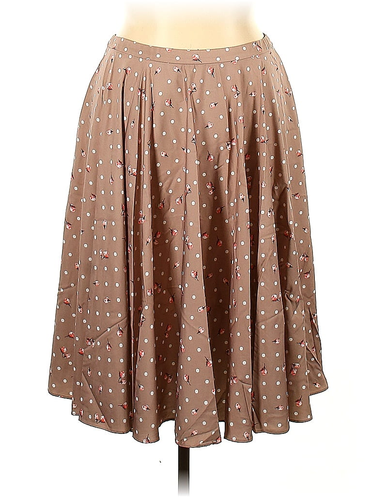 Eva Mendes by New York & Company 100% Polyester Floral Tan Brown Casual Skirt Size 16 - photo 1