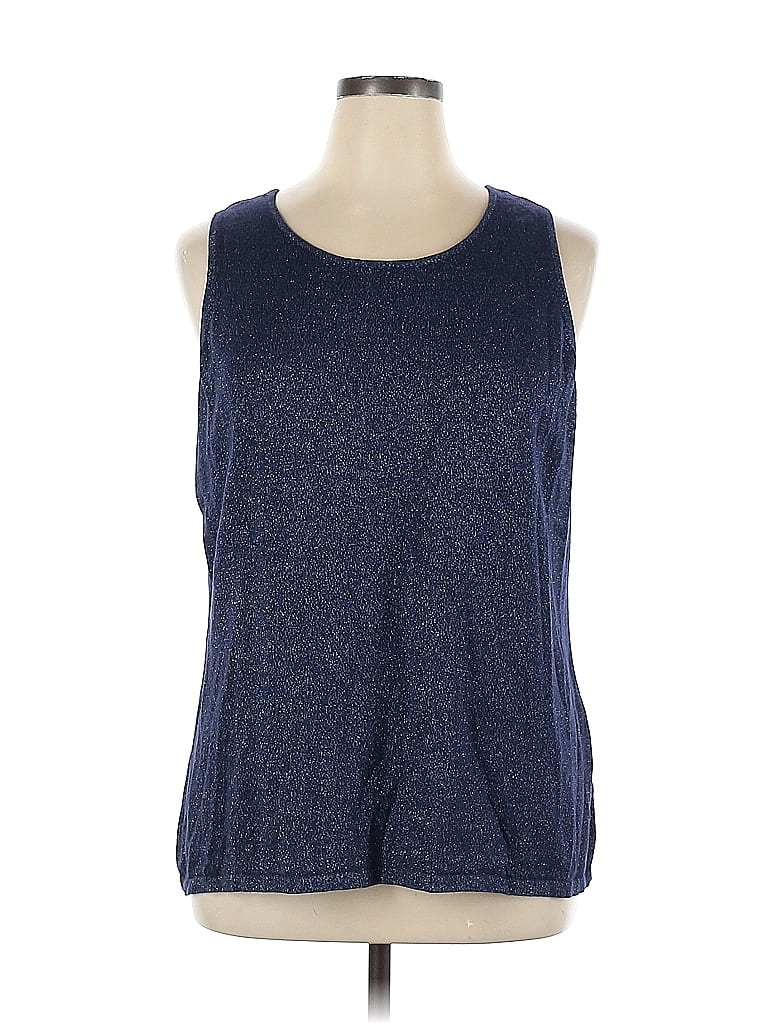 Belle By Kim Gravel Blue Sleeveless T-Shirt Size 1X (Plus) - photo 1