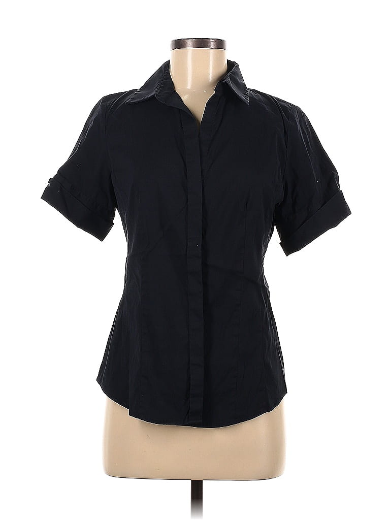Ann Taylor Black Sleeveless Button-Down Shirt Size 6 - photo 1