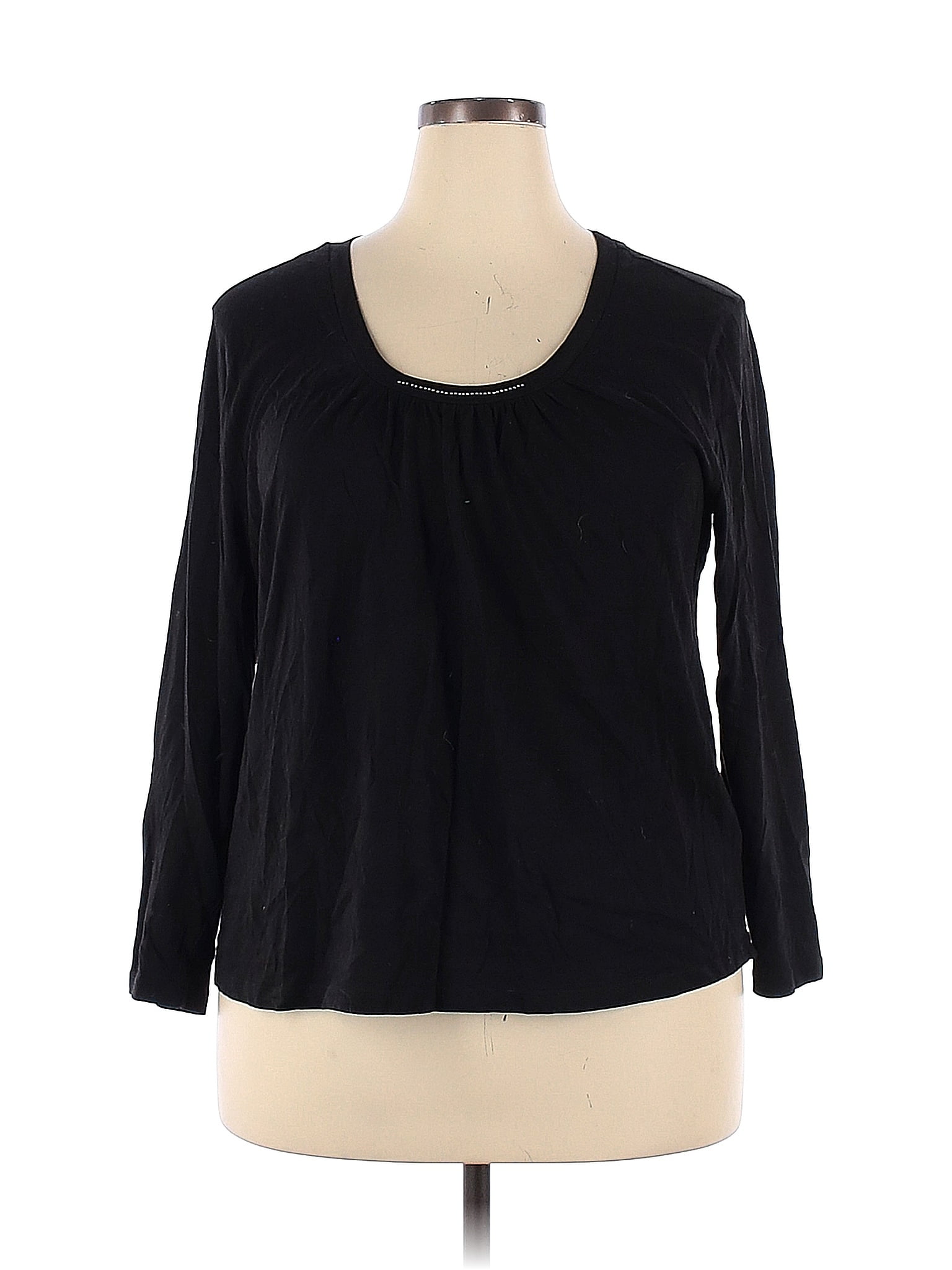 Sigrid Olsen 100% Cotton Black Long Sleeve T-Shirt Size 2X (Plus) - 76% ...