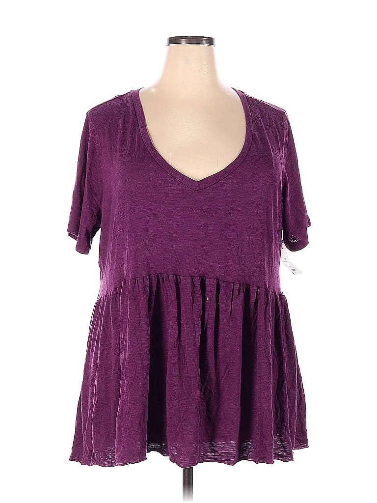 Terra & Sky Purple Short Sleeve Top Size 2X (Plus) - photo 1