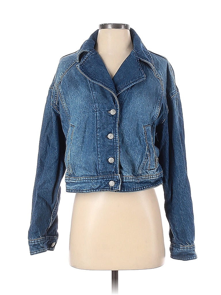 We the Free Solid Blue Denim Jacket Size S - 65% off | thredUP