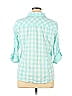 Christopher & Banks Checkered-gingham Blue 3/4 Sleeve Button-Down Shirt Size XL - photo 2