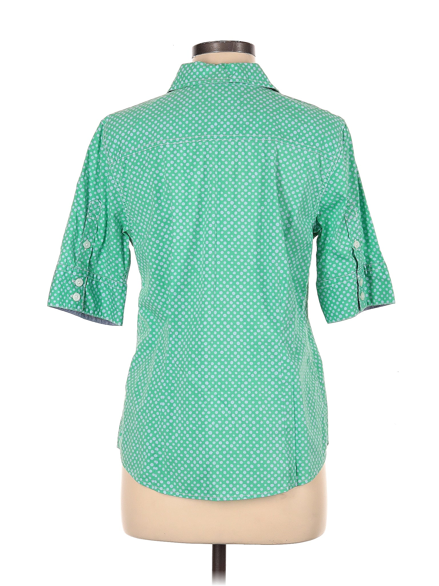 Orange Polka Dot Short Sleeve Blouse Orvis Women's 