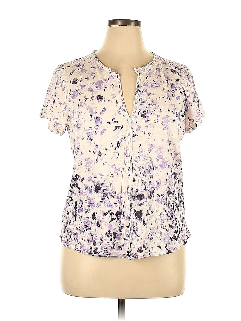 Pilcro Floral Purple Short Sleeve T-Shirt Size XL - photo 1