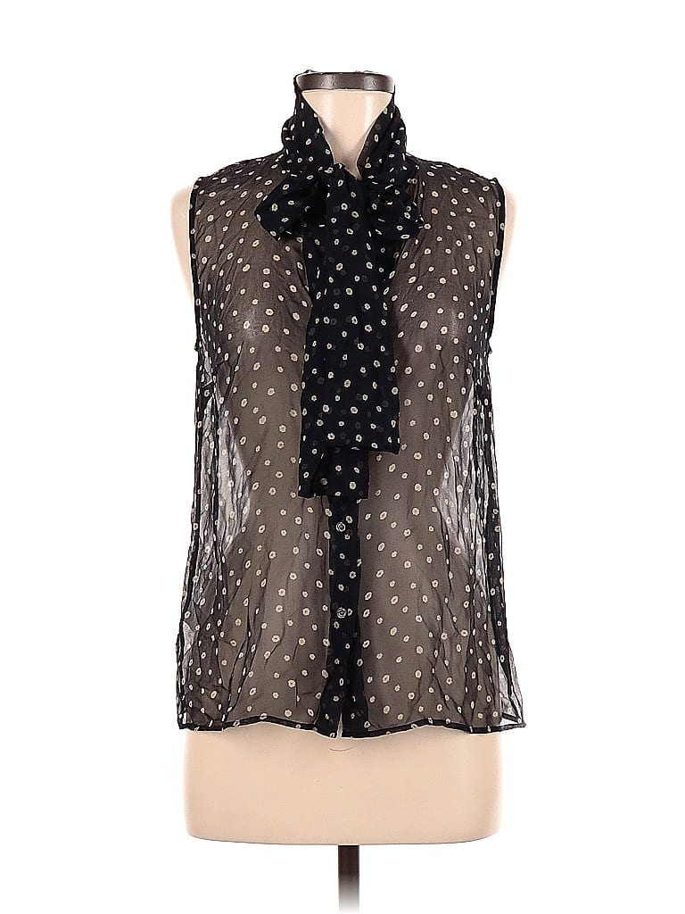 Worth New York 100% Silk Polka Dots Black Sleeveless Silk Top Size 8 - photo 1