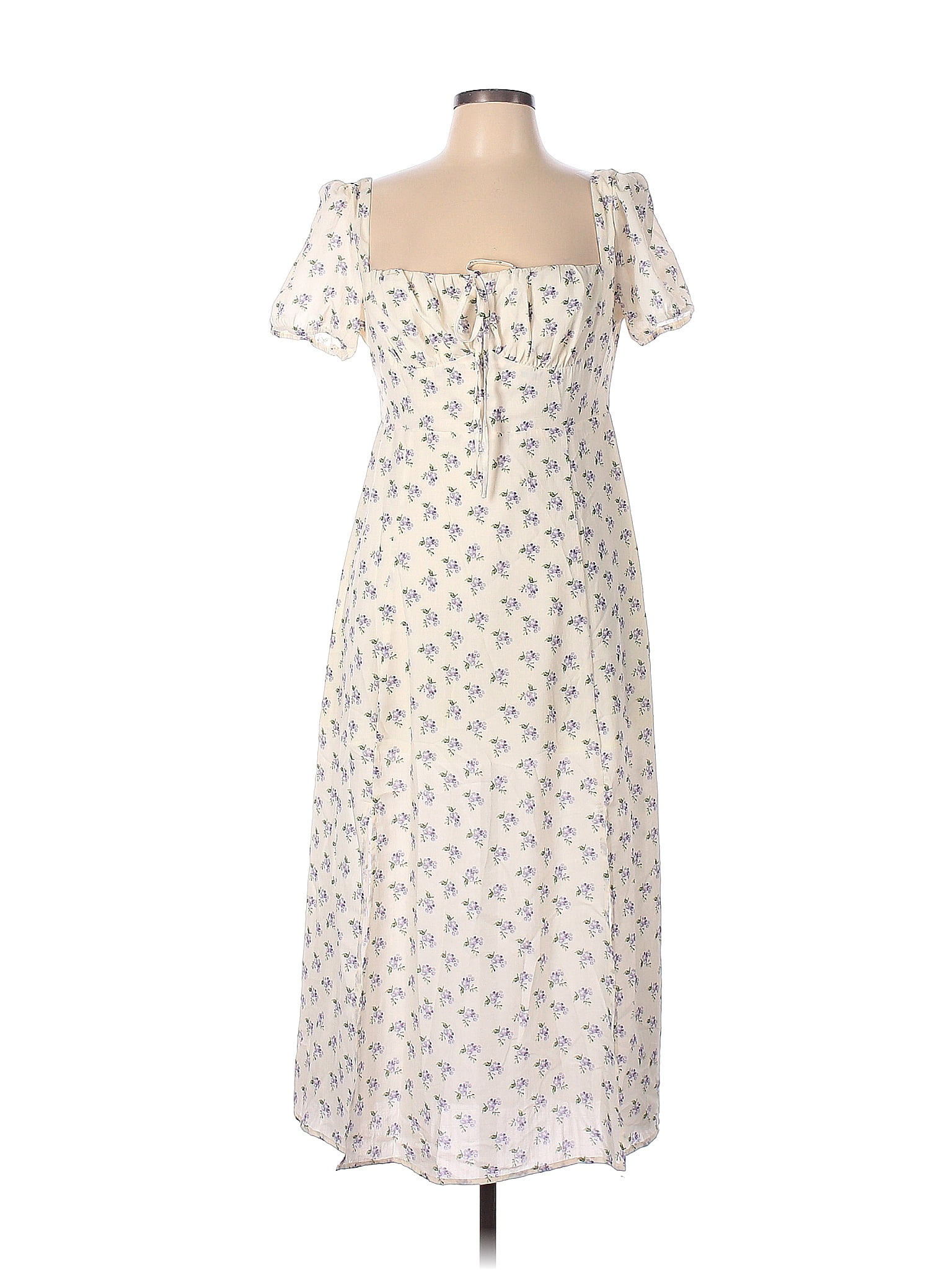 Rihoas 100% Polyester Floral Ivory Casual Dress Size L - 60% off | thredUP