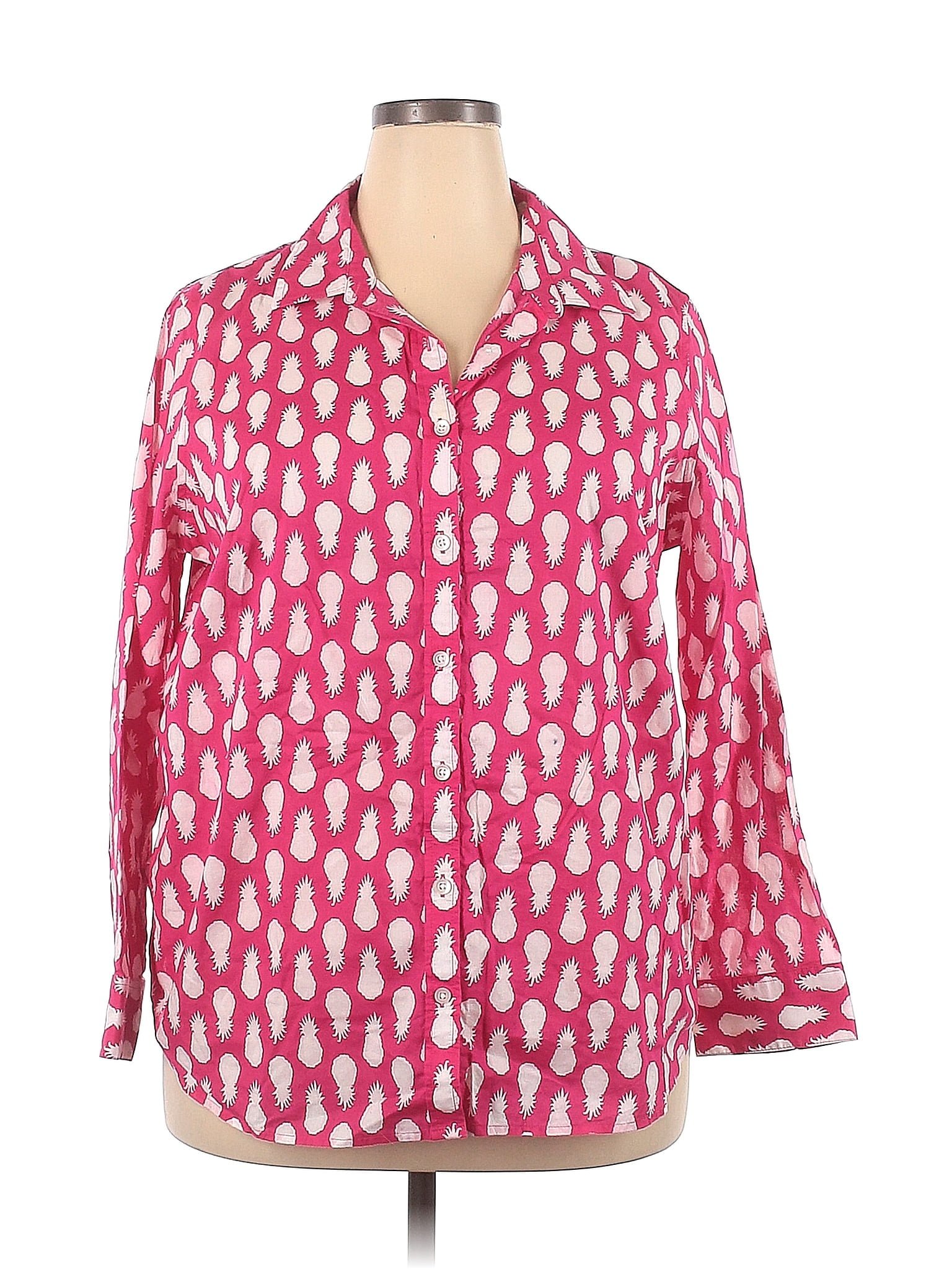 Talbots 100 Cotton Pink Long Sleeve Button Down Shirt Size 2x Plus