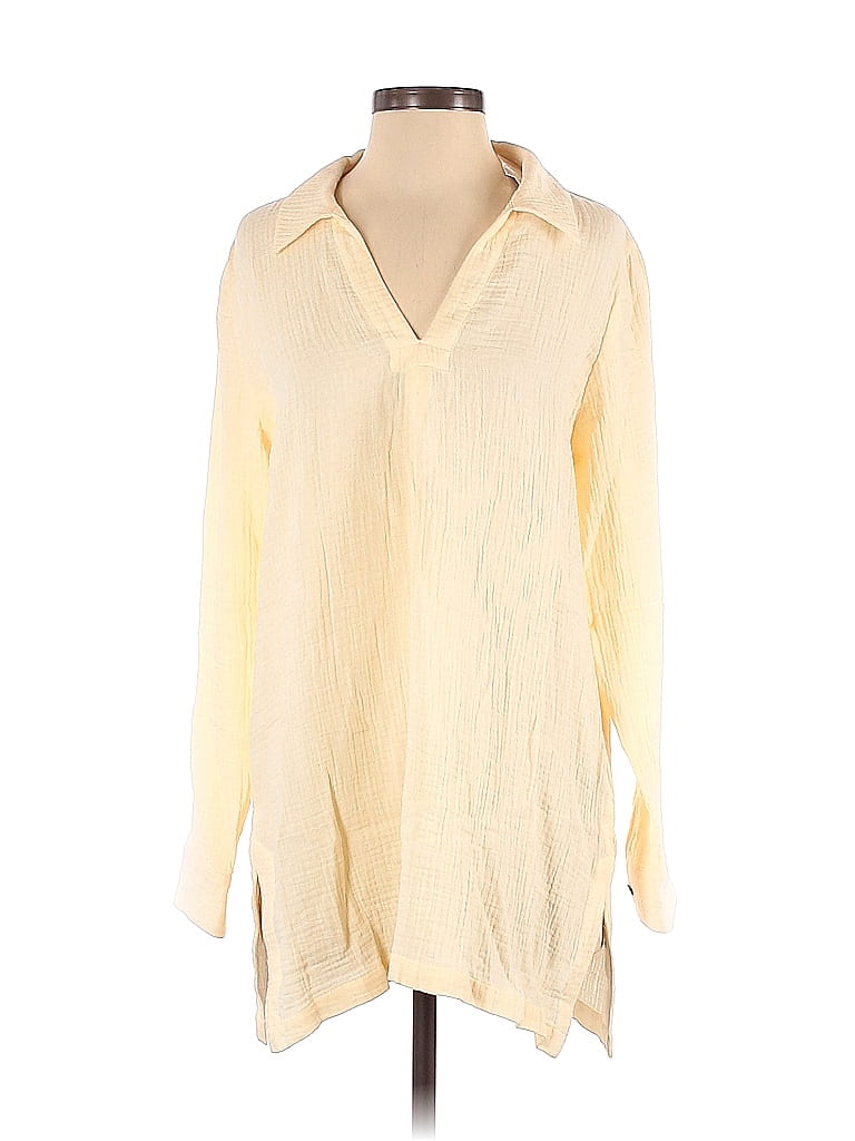 Soft Surroundings 100% Cotton Yellow Long Sleeve Blouse Size M - photo 1