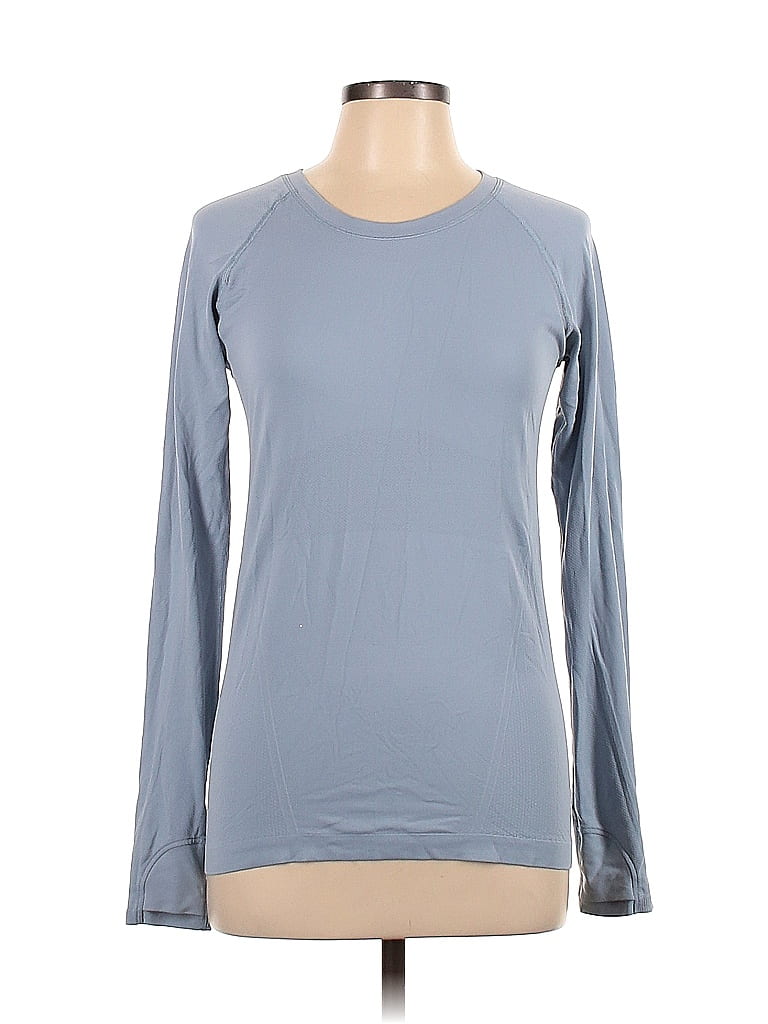 Athleta 100 Nylon Blue Long Sleeve TShirt Size L 49 off thredUP