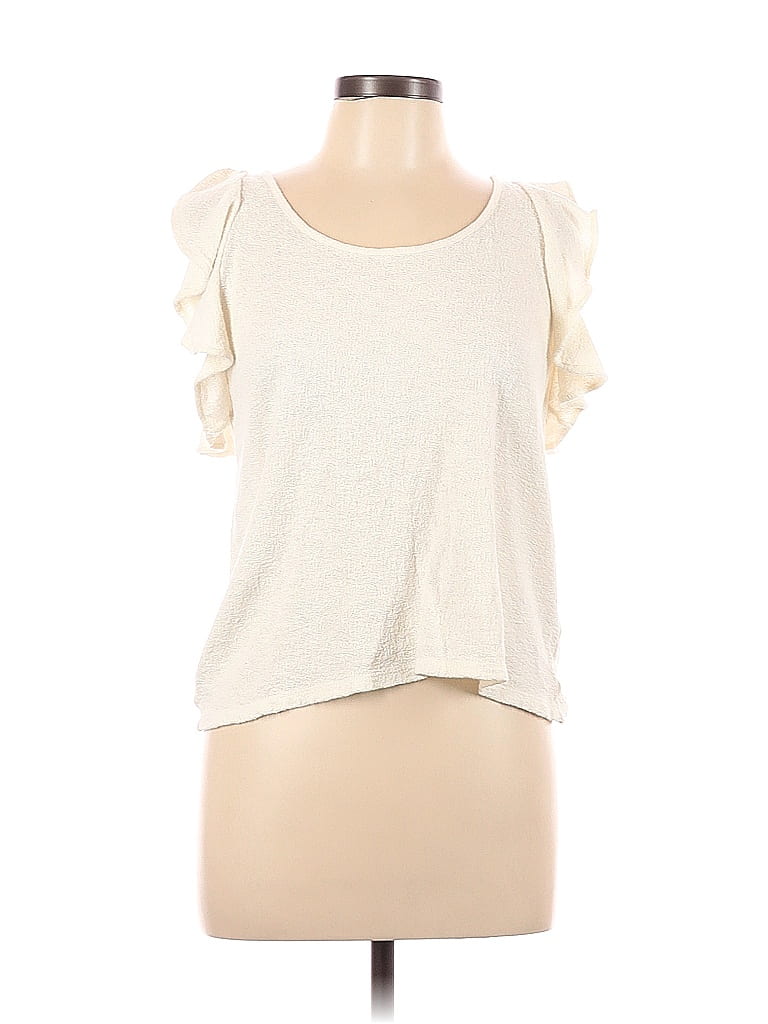 TeXTURE & THREAD Madewell 100% Cotton Ivory Short Sleeve Blouse Size L - photo 1