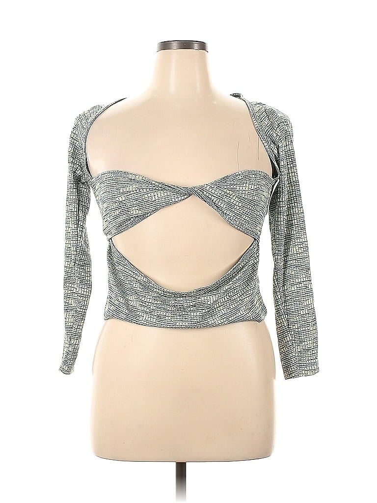 Pre-owned Nasty Gal Inc. Long Sleeve Top Green Sweetheart Neckline Tops