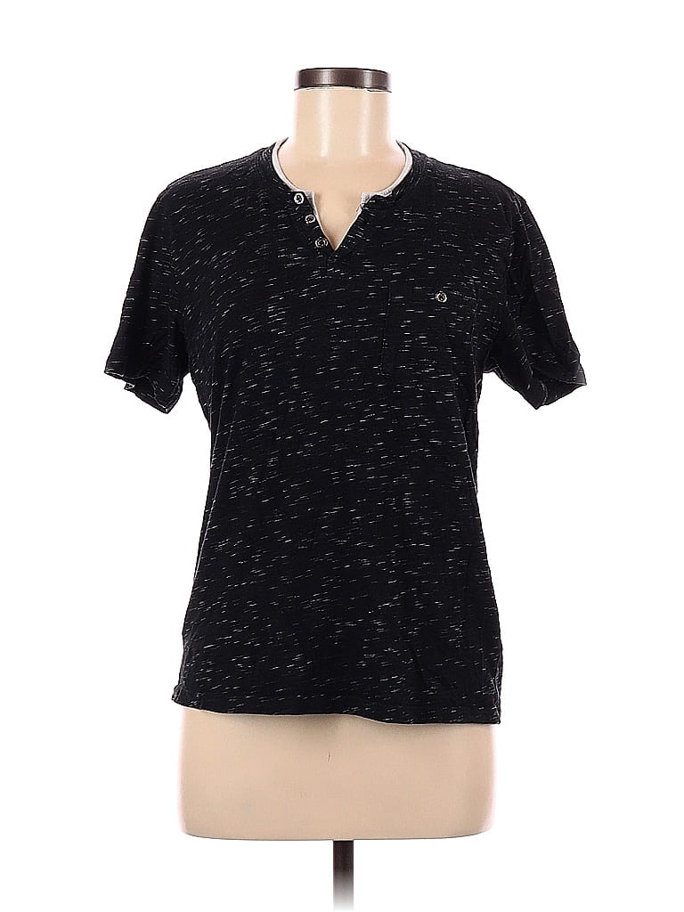 Pre-owned Inc International Concepts Short Sleeve Henley Shirt In Black