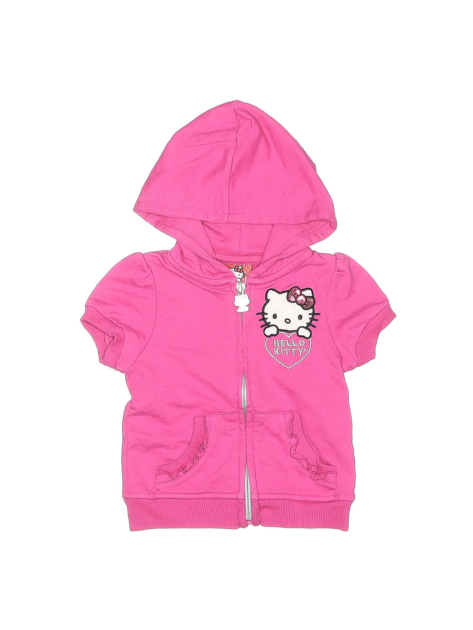 Girls Kids Clothes 6 Hello Kitty Long Sleeve Hoodie Jacket Black/pin k