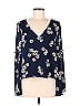 Cupcakes & Cashmere 100% Polyester Floral Navy Blue Long Sleeve Blouse Size M - photo 1