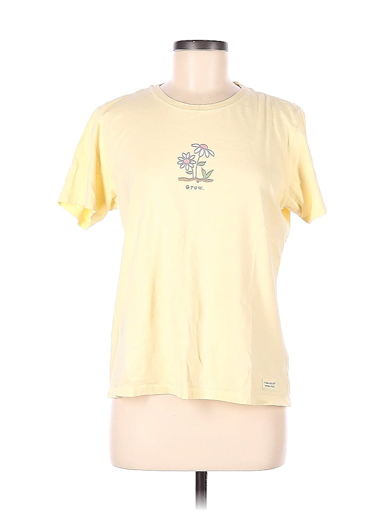 Life Is Good 100% Cotton Yellow Short Sleeve T-Shirt Size M - photo 1