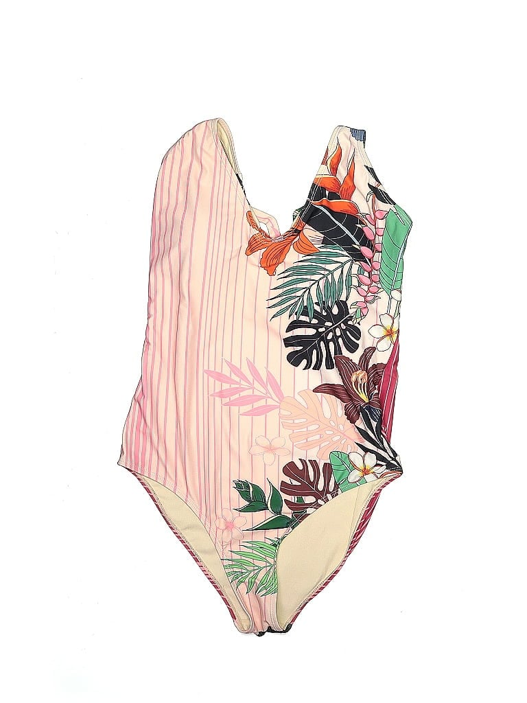 NICOLE MILLER swimsuit XL maillot tank watercolor ruched blue floral 1-piece main image 1