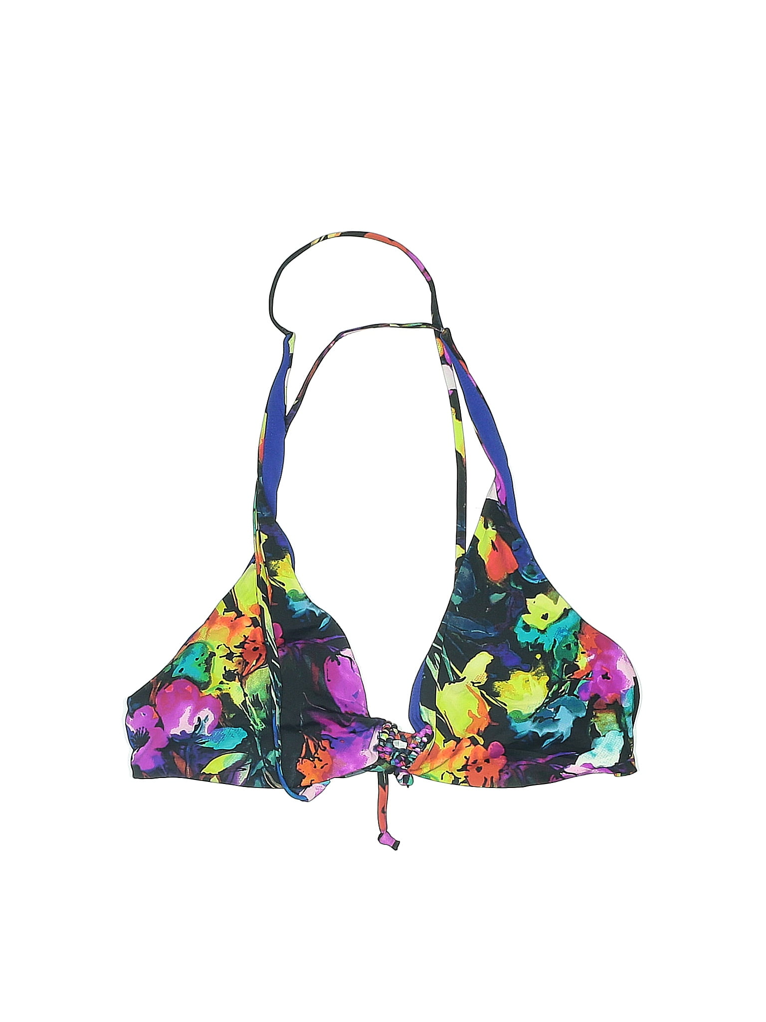 Bar III Women's Floral Print Tankini Top Swimsuit Black Size Large