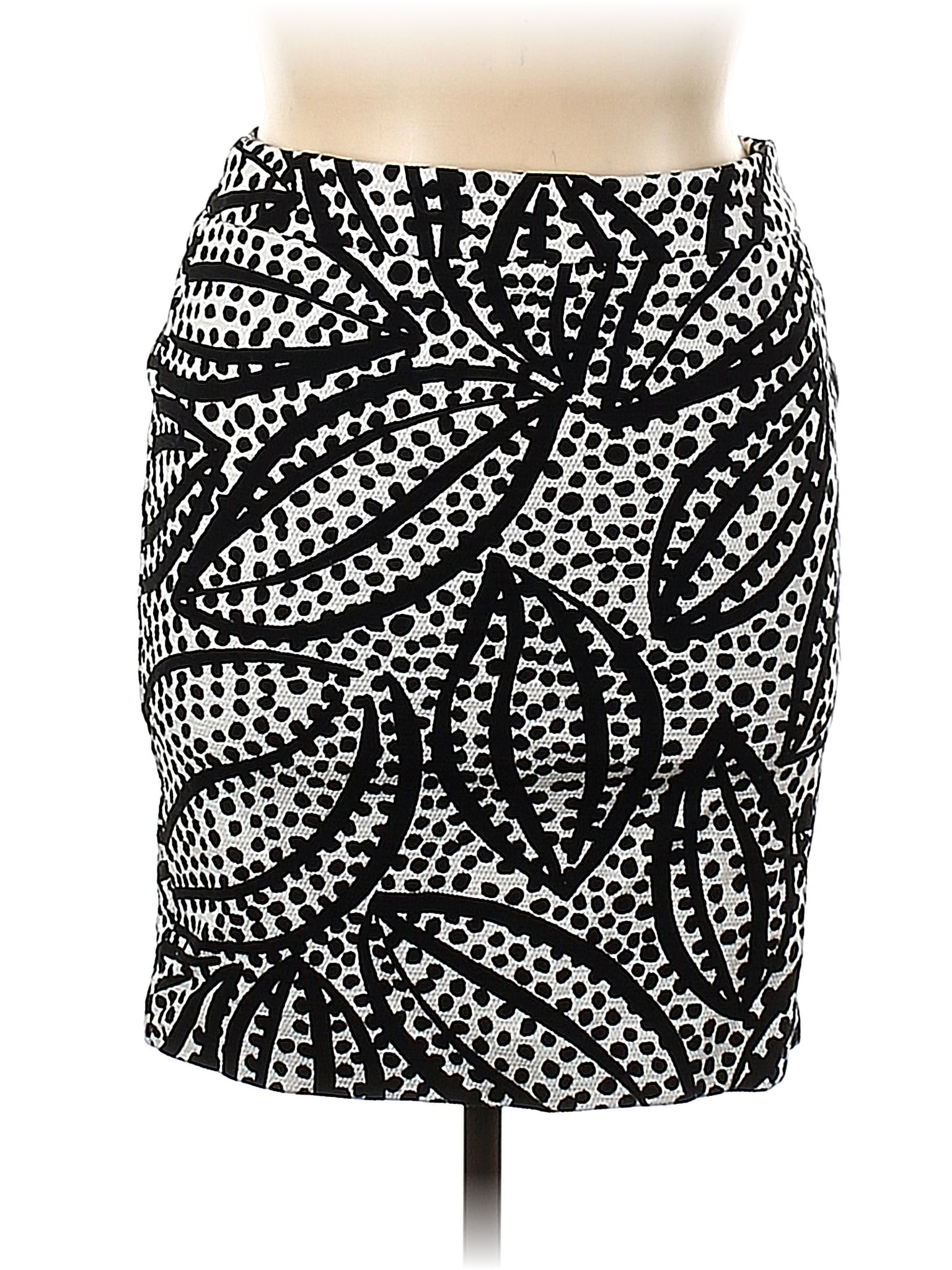 Ann Taylor Factory 100 Polyester Multi Color Black Casual Skirt Size