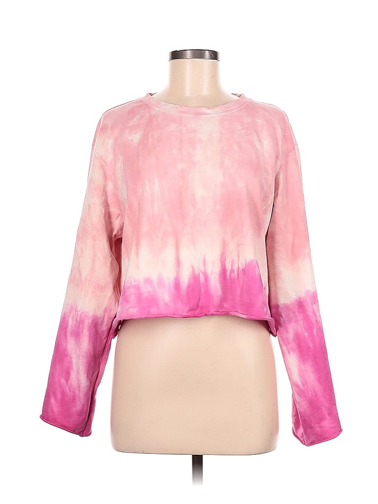 Apparis 100% Cotton Acid Wash Print Ombre Tie-dye Pink Sweatshirt Size M - photo 1