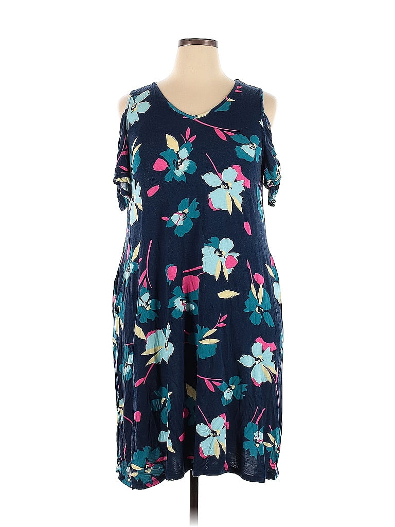 Lane Bryant Floral Motif Tropical Blue Casual Dress Size 14 - 16 Plus (Plus) - photo 1