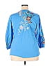 Johnny Was 100% Cotton Blue Long Sleeve Blouse Size XXL - photo 2