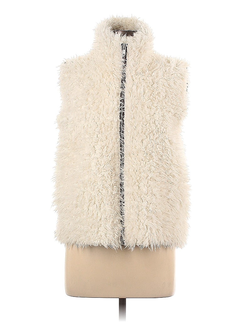 C&C California Solid Ivory Faux Fur Vest Size L - 72% off | thredUP